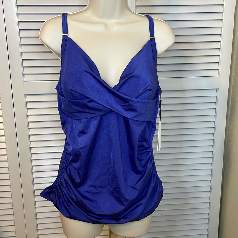 NWT Calvin Klein Tummy Control Periwinkle Blue Tankini Top - Sz XXL